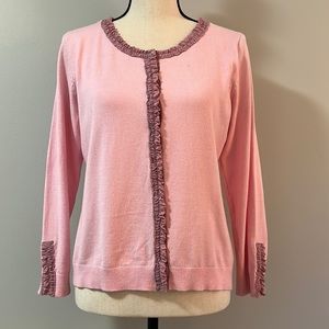 Sigrid Olsen Pink on Pink Ruffle Cardigan